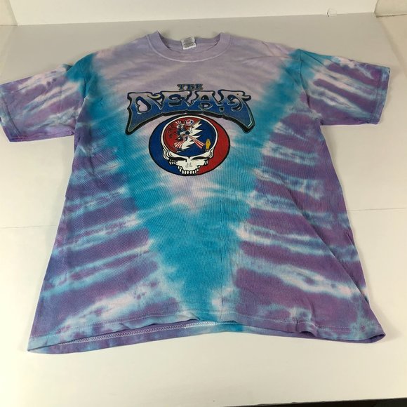 Vintage 2000s Grateful Dead Shirt Men's Large Light Purple Tie Die Wave The Flag